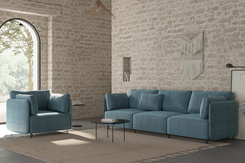 Fana Linen Modular Sofa Piece and Reversible Sectional by Acanva