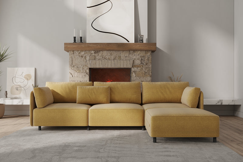 Fana Linen Modular Sofa Piece and Reversible Sectional by Acanva