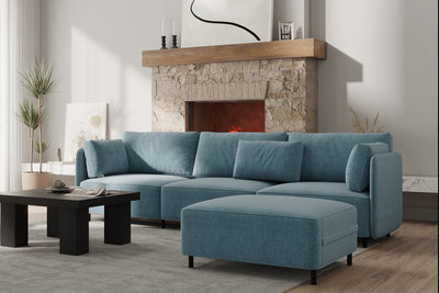 Fana Linen Modular Sofa Piece and Reversible Sectional by Acanva