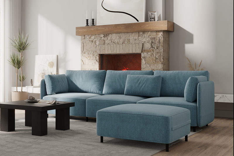 Fana Linen Modular Sofa Piece and Reversible Sectional by Acanva