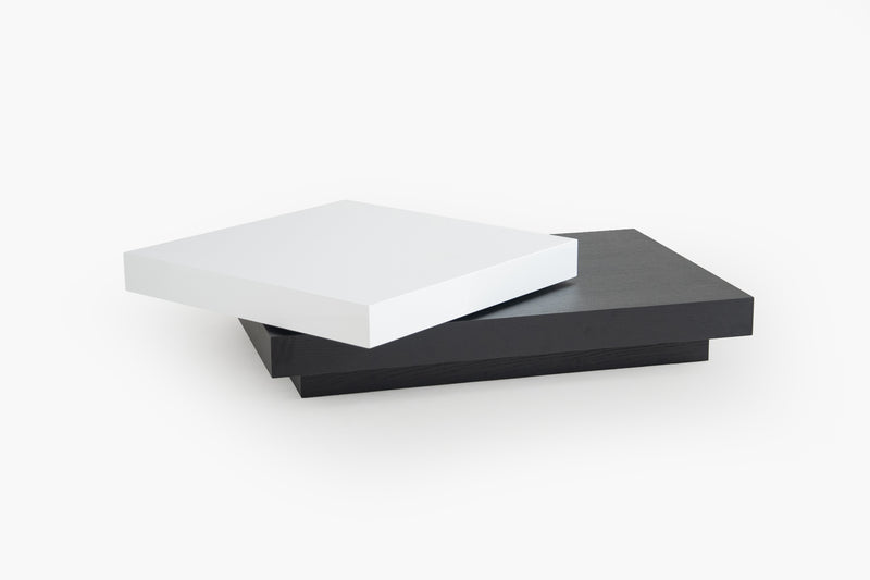 Inkstone Rotating Coffee Table with Black Oak and Dual-Tier by Acanva