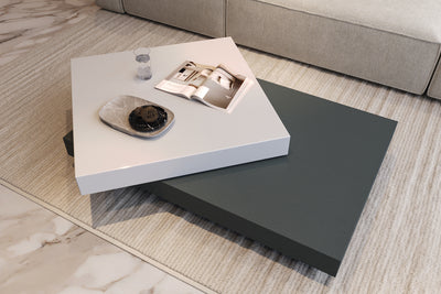 Inkstone Rotating Coffee Table with Black Oak and Dual-Tier by Acanva