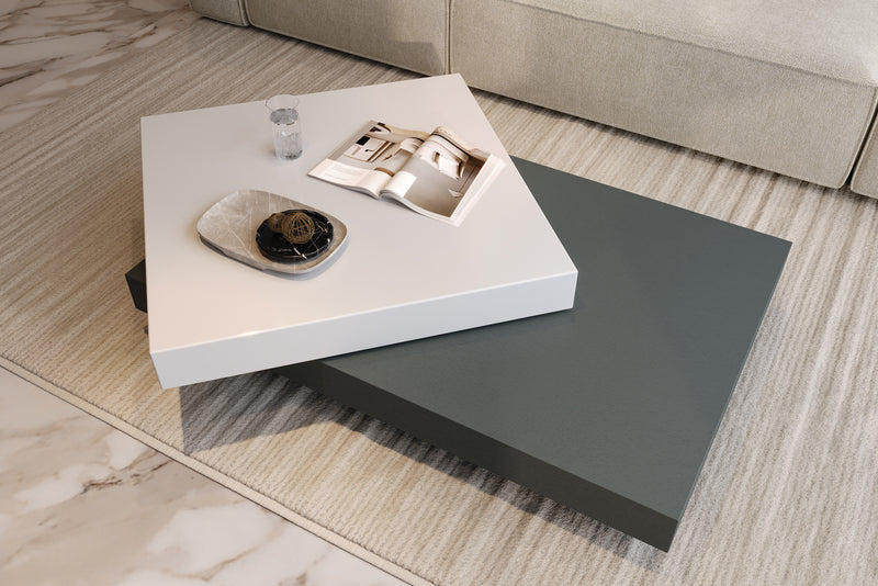 Inkstone Rotating Coffee Table with Black Oak and Dual-Tier by Acanva