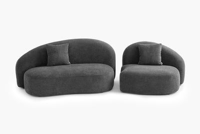 Cresmo Wool-like Curved 2-Piece Chaise Sectional / 2-Seater Couch Sofa / Lounge Chair by Acanva