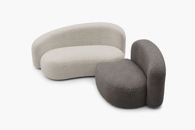 Cresmo Wool-like Curved 2-Piece Chaise Sectional / 2-Seater Couch Sofa / Lounge Chair by Acanva