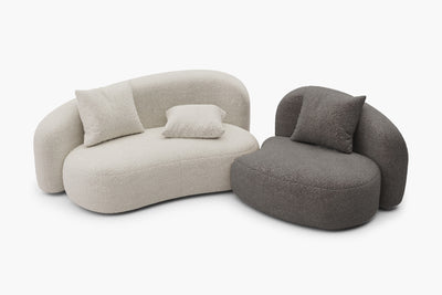 Cresmo Wool-like Curved 2-Piece Chaise Sectional / 2-Seater Couch Sofa / Lounge Chair by Acanva