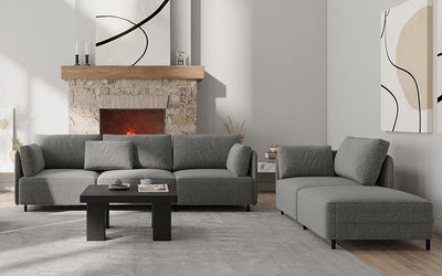 Fana Linen Modular Sofa Piece and Reversible Sectional by Acanva